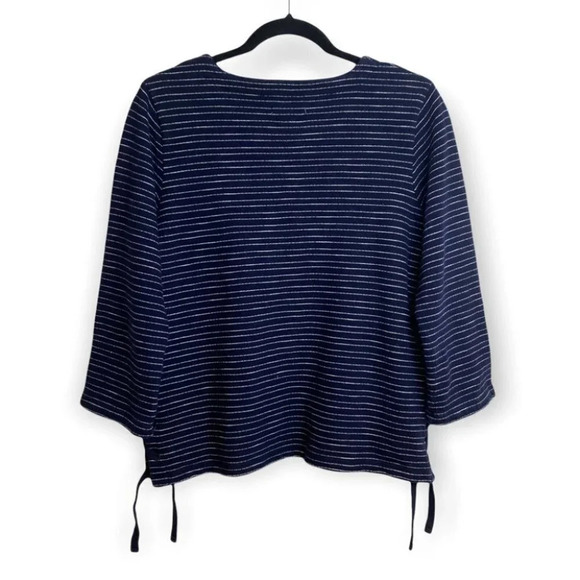 Madewell Navy Blue  Striped Top with Lace Up Sides - Picture 2 of 8